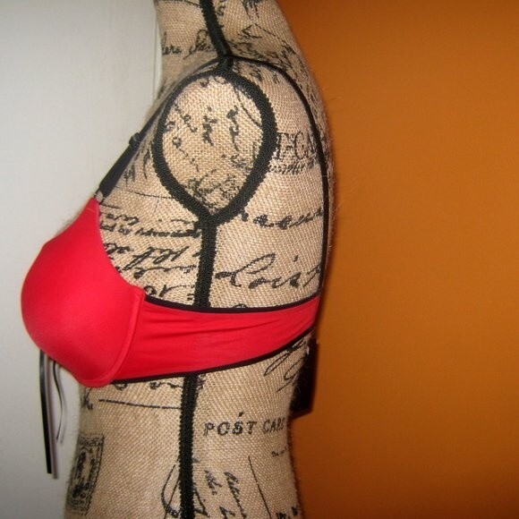 Youmita Goji Berry/Black Two Tone Tie Up 36B Bra NWT - Picture 3 of 9